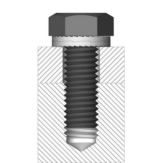 Tornillo cilíndrico asegurado en un agujero ciego